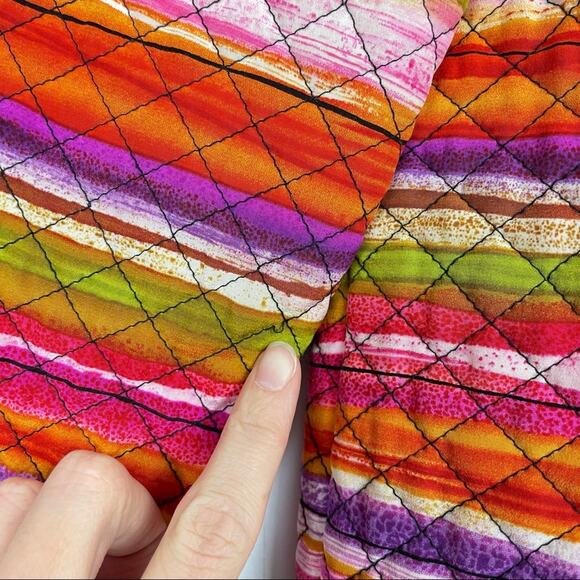Maggy London | Bright Rainbow Striped Quilted Silk Vintage Jacket - Picture 8 of 9